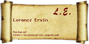 Lorencz Ervin névjegykártya